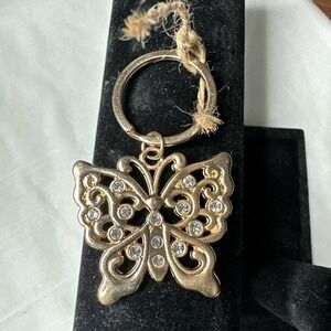 Butterfly keychain rhinestones unbranded /brand new gold tone